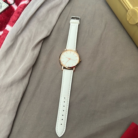 Unbranded Accessories - EUC White Leather Rose Gold Watch